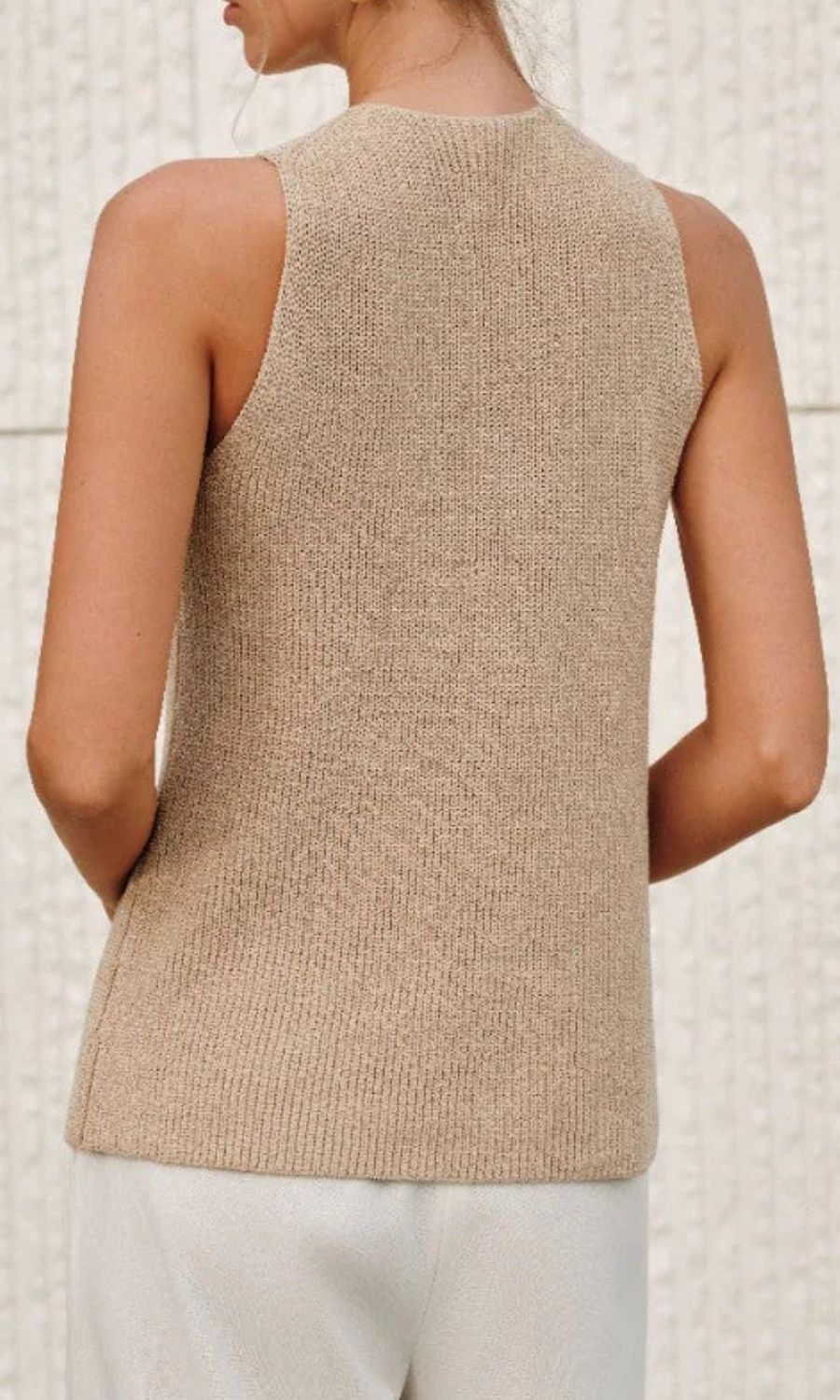 Women's Knit Halter Top with Crossover Neckline